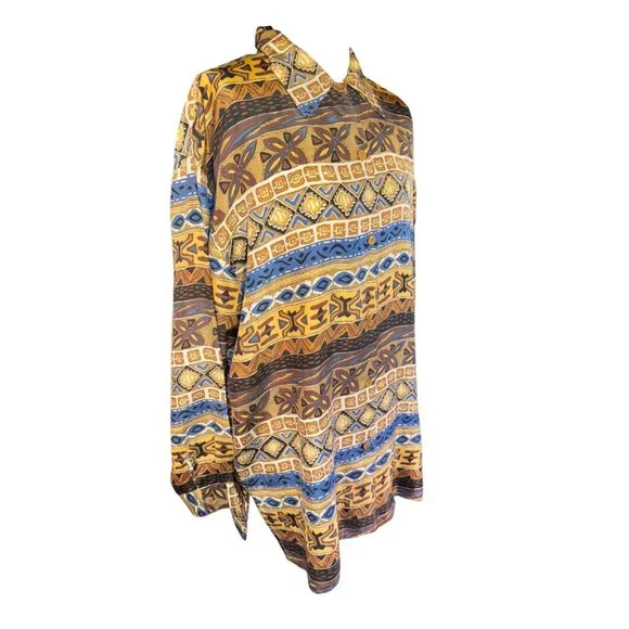 Stunt Collection Button Down Silk Blouse Women Size Medium Vintage - Picture 2 of 10